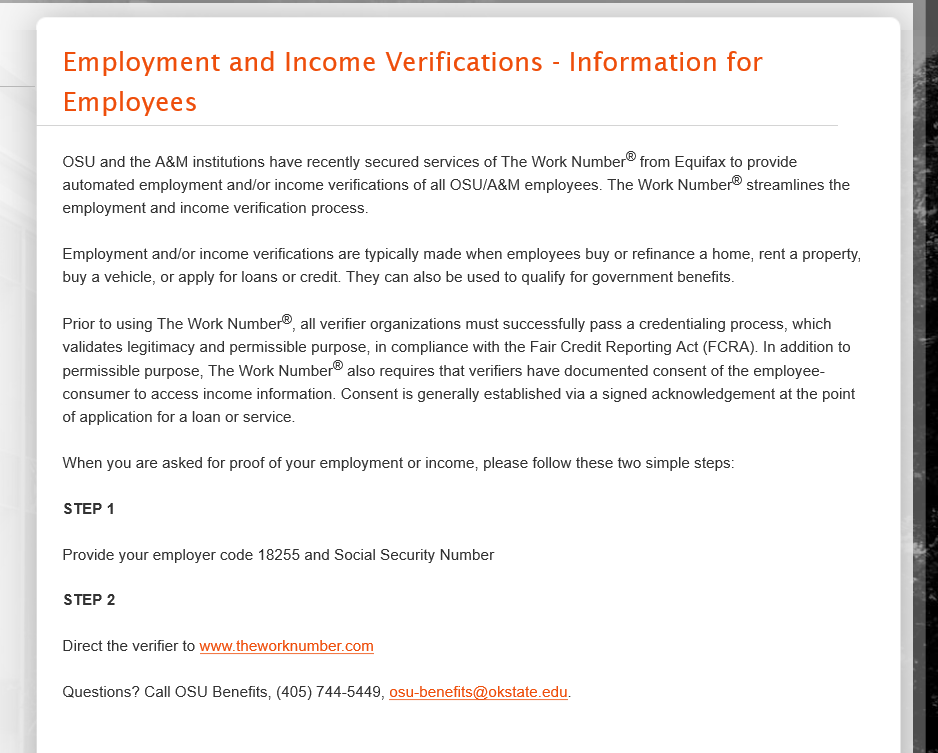 Employment and Income Verifications